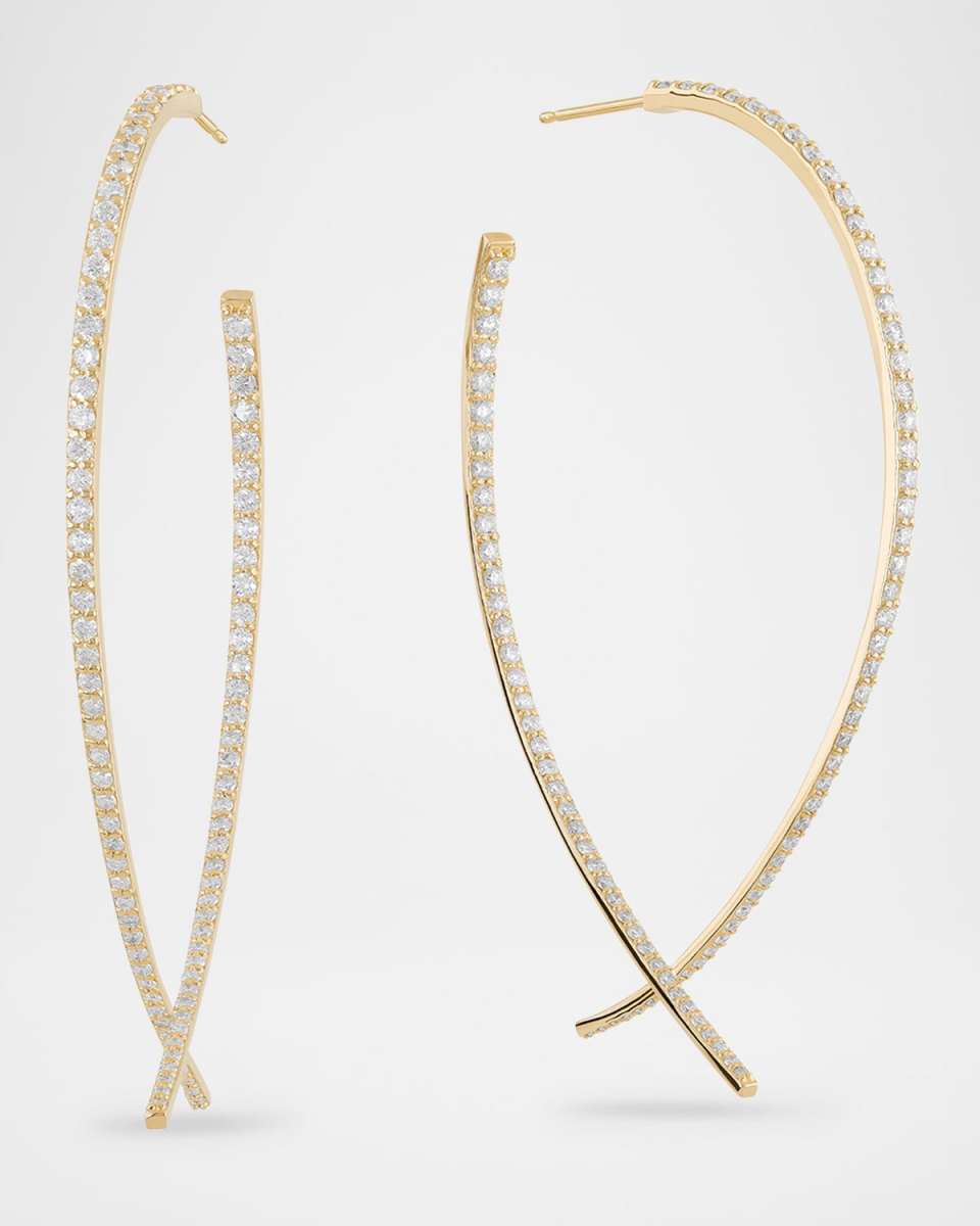 Large Front-Back Upside Down Diamond Hoop Earrings